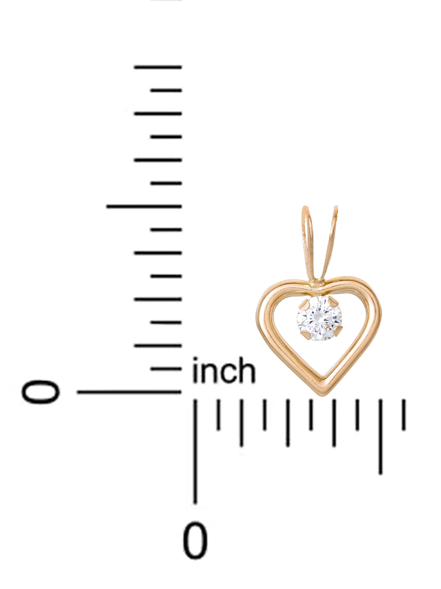 Brilliance Fine Women's Jewelry Open Heart CZ Pendant Chain Necklace, 14K Yellow Gold, 18”