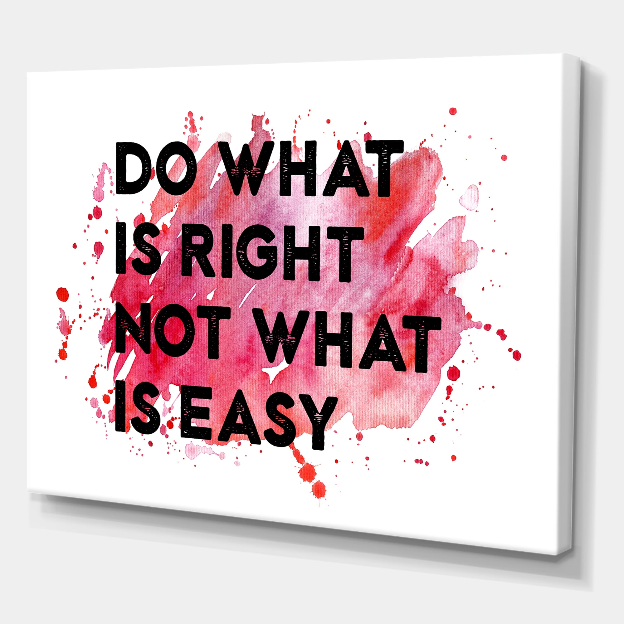 Designart ' Do What Is Right Not What Is Easy On Red Background ' Traditional Canvas Wall Art Print
