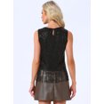 thumbnail image 3 of DARING DIVA Women's Fringe Hem Sleeveless Round Neck Tank Tops XS Black, 3 of 5