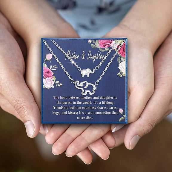 YYKihy Mother Daughter Necklace Set Rhinestone Necklace Big Elephant Little Elephant Rhinestone Necklace Suit To My Daughter To My Mom