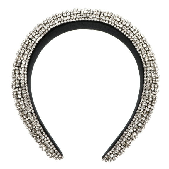 Sparkling Rhinestone Wide Padded Headband for Women, Stylish Hairband Hair Accessory for Everyday and Special Occasions