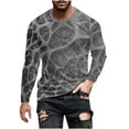thumbnail image 2 of Muscularfit Long Sleeve Mens Shirts Gray Graphic Pullover Crew Neck T Shirt Mens Tops Casual Stylish, 2 of 5