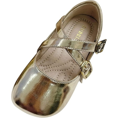 Roman Girls Shoes Fashion Leather Single Shoes Square Toe Shoes Soft Sole Fashion Princess Shoes Kids Sandals
