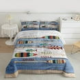 thumbnail image 2 of Homewish Farmhouse Lake House Bedding Comforter Set, Blue Grey Lodge Cabin Twin Comforter Sets, Cartoon Boat Paddle Reversible Bedding Set, Lightweight Room Decor, 2pcs, 2 of 8