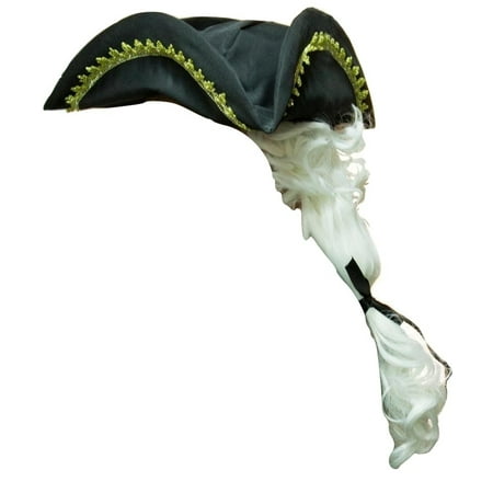 Colonial Geroge Washington Tricorn Tricorne Tri-Corner Hat Ponytail Wig Costume