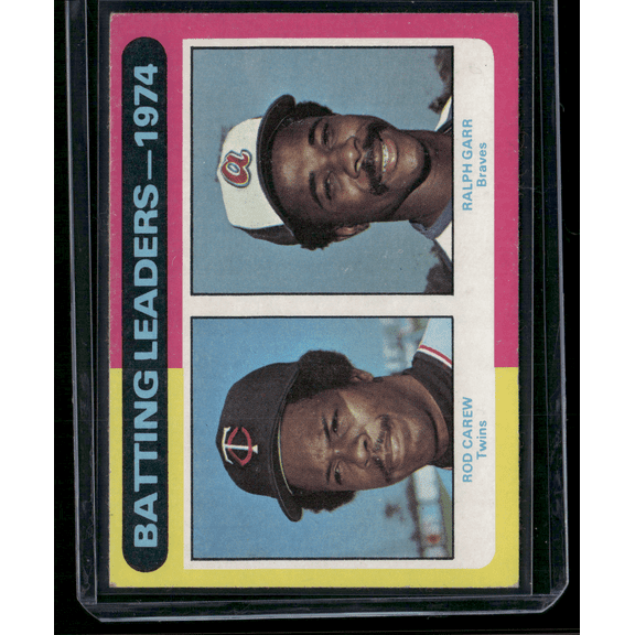 Very Good 1975 Topps Rod Carew Ralph Garr #306 1974 Batting Leaders Baseball Card