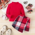 thumbnail image 2 of Felwors Ensemble de Vêtements 2 Pcs pour Filles Manches Longues Rouges Hauts et Jupes pour Enfants Automne Hiver, 2 of 6
