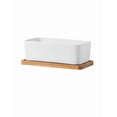 thumbnail image 1 of Ilios Xtellar Innova Maceta Rectangular Con Base De Madera Color Blanco, 1 of 5