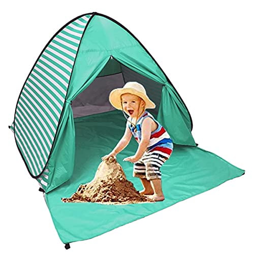 Portable Baby Canopy Beach Shelter Pop Up Tent for 2-3 People Fishing Picnic Beach Rated UPF 50+ for UV Sun Protection Automatic Instant Pop Up Waterproof Sun Shade for Family Camping