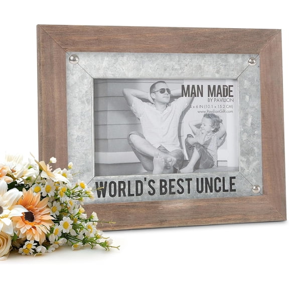 Pavilion Gift Company Wood and Metal Picture Frame, 9.5"L x 7.5"W, Brown, Silver