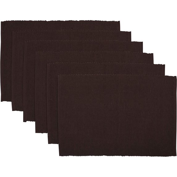 Yourtablecloth Ribbed Cotton Placemats Placemat with Thicker Construction Heavy Duty, Eco Friendly & Elegant Large Placemats Set of 6 Be it Restaurant or Home Chocolate