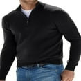 thumbnail image 1 of Men‘s Stand Collar Zipped Knit Sweater in Solid Color, 1 of 5