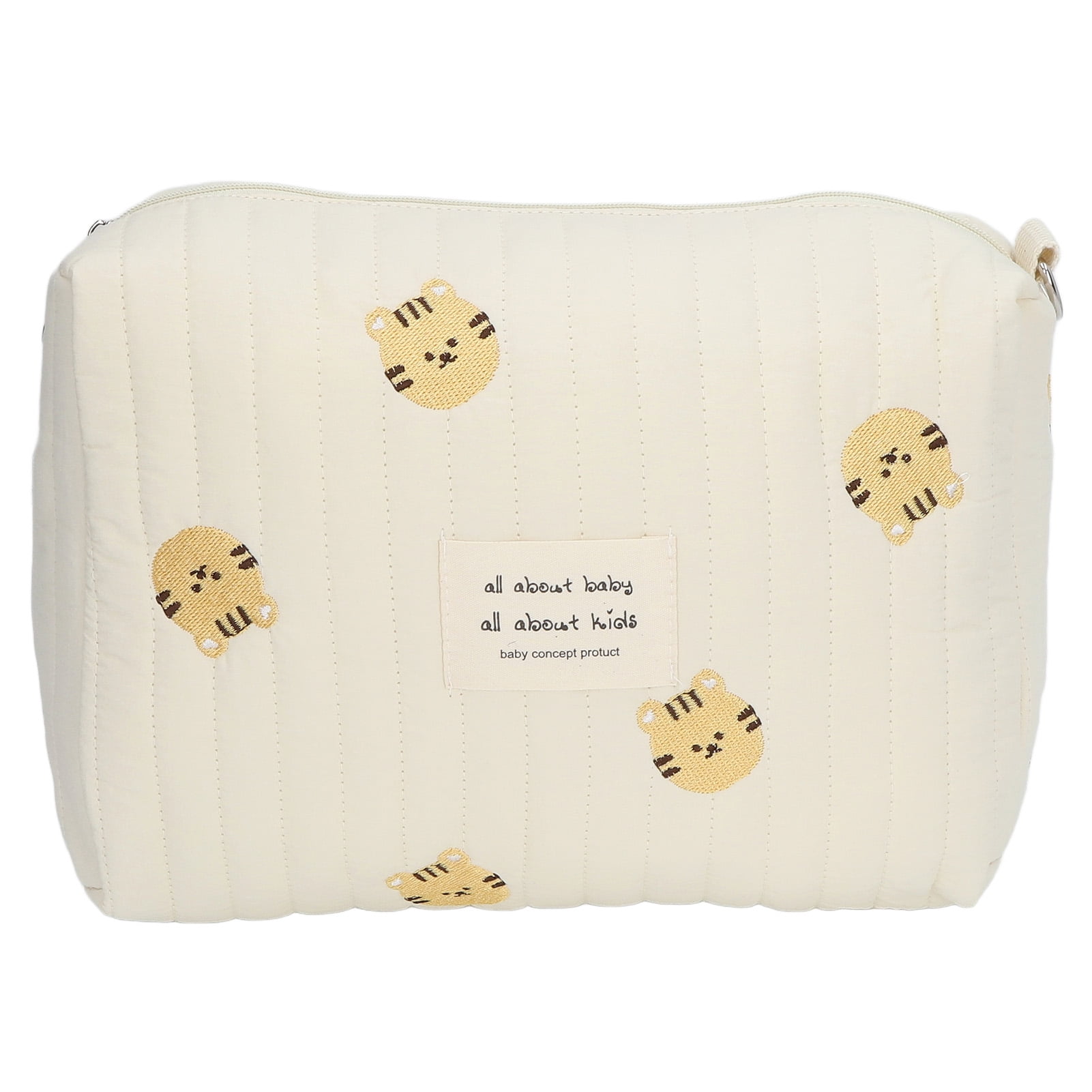 BIMZUC Diaper Bag Organizing Pouch Exquisite Embroidery Soft Cotton Large Capacity Stroller Bag Organizer for Travel Tiger Head (10.24 in / 26 cm)