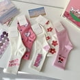 thumbnail image 5 of Pink Flower Women Socks Fashion Cute Sweet Harajuku Cotton Socks Casual Korea Japanese Kawaii Girls Calcetines, 5 of 9