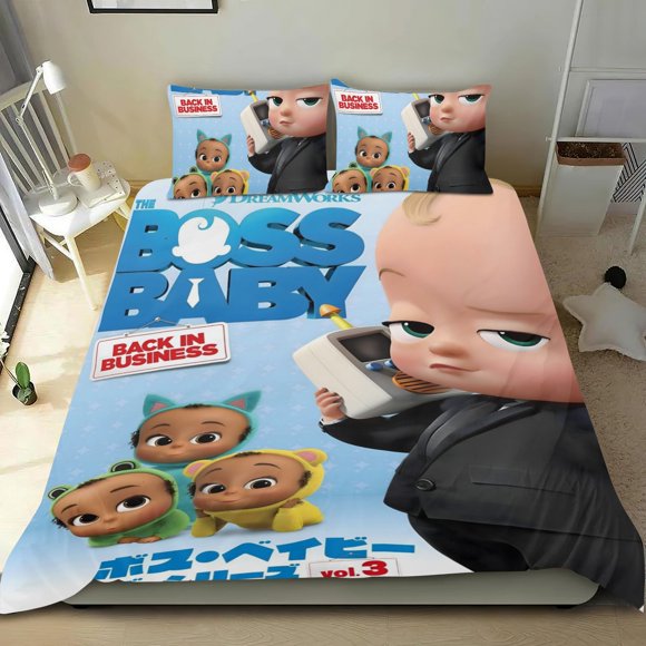 Boss Baby 3 Conjunto de sábanas temático, trío de piezas, cómodo y amigable con la piel, diseño único, regalo de decoración para el hogar para familiares, amigos y fans,135cm *200cm