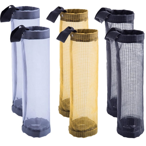 6 soportes para bolsas de plástico, organizador de bolsas de basura, dispensador de bolsas de basura colgante de malla.