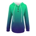 thumbnail image 4 of BLVB Womens Hooded Button Collar Drawstring Hoodies Pullover Sweatshirts Casual Long Sleeve Lightweight Tops Shirts, 4 of 5