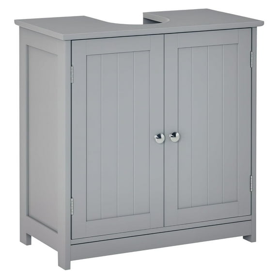 Pedestal Sink Storage Cabinet, Vanity Base Cabinet, Under Sink Bathroom Cabinet -Shape Cut-Out and Adjustable Internal Shelf, Gray Grey