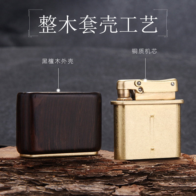 Kerosene lighter, Top Metal Pocket Lighter Daily Use, Sold Without Fuel.,SKU01018-黑檀木