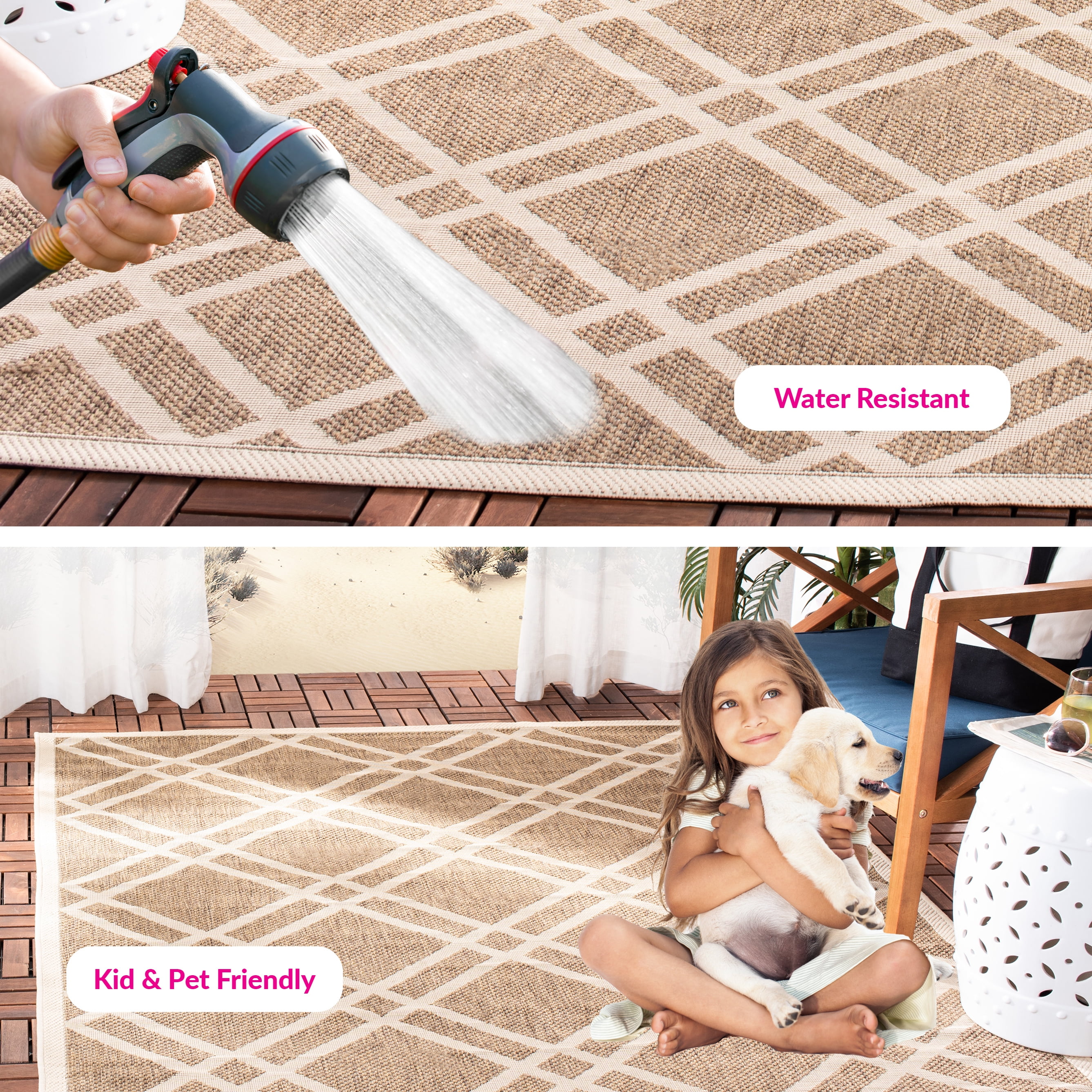 Safavieh Courtyard Jasper Geometric Indoor/Outdoor Area Rug, Brown/Bone, 5'3" x 7'7"