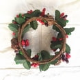 thumbnail image 2 of Christmas Candle Ring Artificial Berry Candle Rings with Pine Cones Small Wreaths Mini Christmas Wreath for Home, Wedding, Living Room and Christmas Holiday Table Decoration, Red-Green, 2 of 4