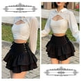 thumbnail image 4 of FEOYA Black Punk Skirt Women Gothic Skirt High Waist Plaid Pleated Mini Goth Skirt A-Lined Steampunk Short Skirt Sexy Slim Summer Y2k Skirt, 4 of 6