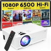 Mini Video Projector with 6500 Brightness, 1080P Supported, Portable Outdoor Movie Projector, 176" Display