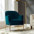 thumbnail image 2 of Velvet Upholstered Accent Chair Metal Legs Curved Backrest Lounge Home Armchair Bedroom Adult Teal, 2 of 7