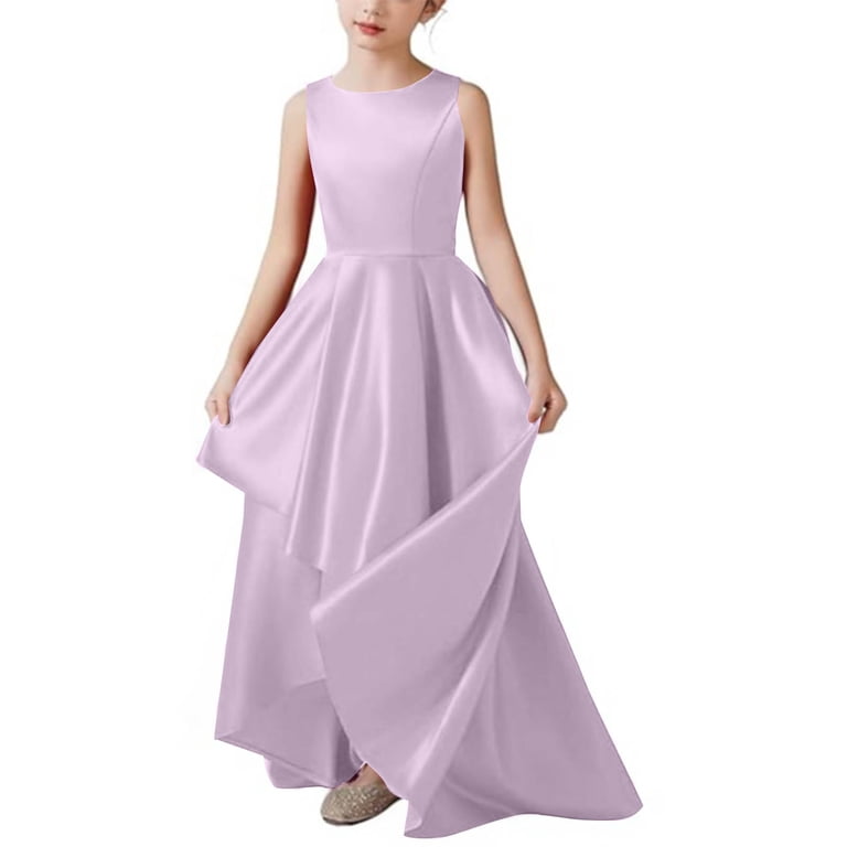 Oglccg Satin Formal Dress for Girls Sleeveless A Line Quinceanera Dresses Crewneck Solid Color Flower Dresses for Wedding 5-13 Years Oglccg Satin Formal Dress for Girls Sleeveless A Line Quinceanera Dresses Crewneck Solid Color Flower Dresses for Wedding 5-13 Years