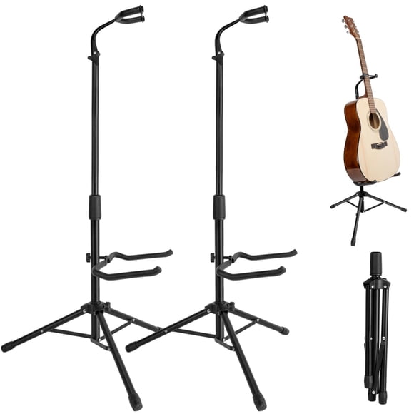 New bee Guitar Stand, 2 Pack Height Adjustable Foldable Guitar Stand with Secure Support for Acoustic, Electric, Bass and Banjos, Load Capa