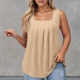 thumbnail image 1 of Women's Casual Square Neck Tank Top Pure Color Ruffle Detail Blouse for Spring Summer Daily Wear with Jeans Workout Set Fitted T Shirt Atmosphere Top Cleavage Cover plus Size Camisole Petite 3, 1 of 6