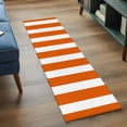 thumbnail image 4 of Burnt Orange Striped Large Area Rugs for Bedroom Living Room, Soft Non Slip Carpet Bedside Rug, Thanksgiving Orange White Stripes Rectangular Floor Cover Kitchen Accent Rug 2'x6' for Office, 4 of 9