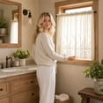 thumbnail image 6 of 54.8"X24.4"Boho Lace Window Curtain Valance Embroidered Solid Color Farmhouse Light Filtering Small Window Tier for Kitchen Living Room, 6 of 6