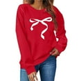 thumbnail image 7 of Valentines Day Red Shirt for Women Valentine's Day Printed Long Sleeve Sweatshirt Comfy Crewneck Vacation Tee, XS, 7 of 7