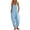 Light Blue, variant on Womens Solid Linen Blend Bib Overall Jumpsuit Oversized Side Patch Pockets Metal Button Adjustable Shoulder Straps Cuffed Ankle Hem Loose Fit Full Length Casual Baggy Romper Bottoms
