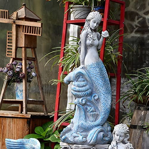 Mermaid Garden Statue Outdoor Decoration Nautical Ocean Decor Patio Yard Lawn Statue for Home Office Decoration Gift