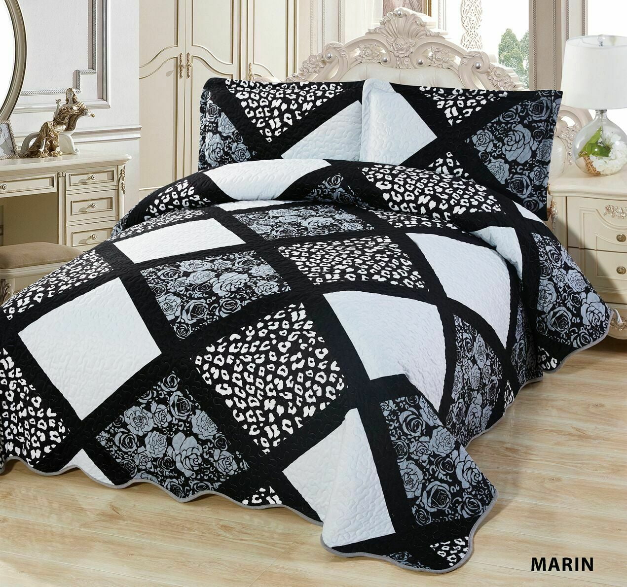 3Pcs Super Soft QUEEN Quilted Reversible VELVET Bedspread Coverlet Set