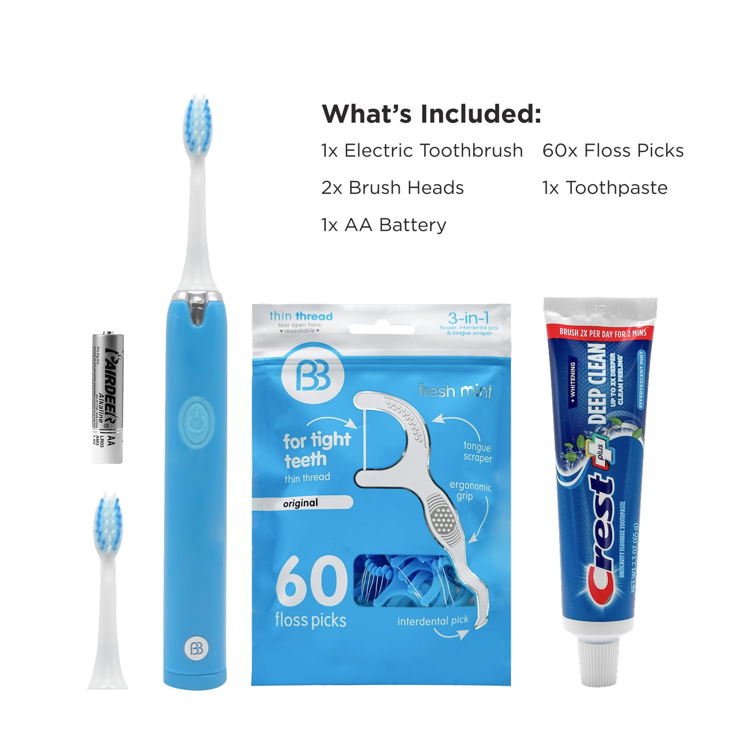 Brush Buddies 4-Piece Oral Care Routine Kit, Blue