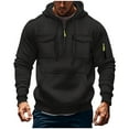 thumbnail image 2 of CFLVAEK Mens Tactical Hoodies Pullover Big and Tall Quarter Zip Up Workout Hooded Sweatshirts with Pockets Long Sleeve Military Hoodie Black XXL, 2 of 4