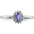 thumbnail image 5 of Sterling Silver Rhodium Tanzanite & Diam. Ring (Size 8) Made In Thailand qdx942-8, 5 of 5