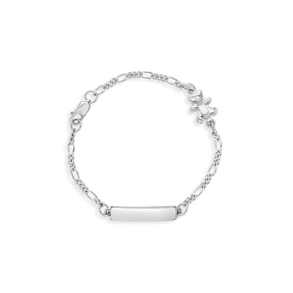 925 Sterling Silver 5" Teddy Bear Identification Bracelet for Babies & Toddlers