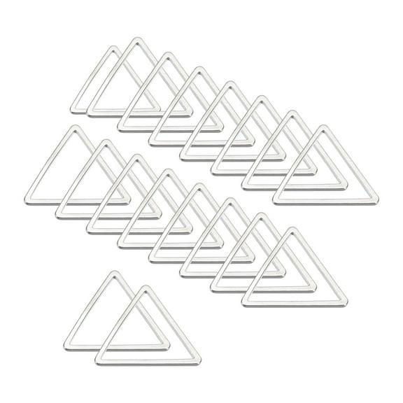 Earrings Beading Hoop 0.6X0.6" Triangle Finding Ring Open Bezel Pendant Frame Charm, Silver Tone, 30 Pack