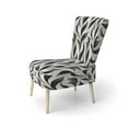 thumbnail image 3 of Designart "Elegant Minimalism In Black And White I" White Striped Upholstered Accent Chair - Modern Arm Chair For Living Room, 3 of 5