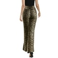 thumbnail image 3 of Leopard Print Pants for Women Elastic High Waist Casual Loose Wide Leg Trousers Pant with Pockets XS Leopard Print, 3 of 6