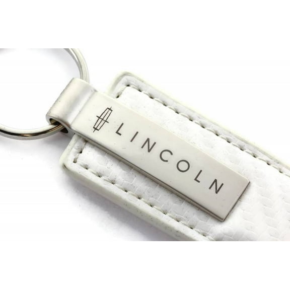 AutoGold Lincoln White CF Carbon Fiber Leather Logo Key Chain Ring Tag Fob Lanyard Metal KC1557.LIN