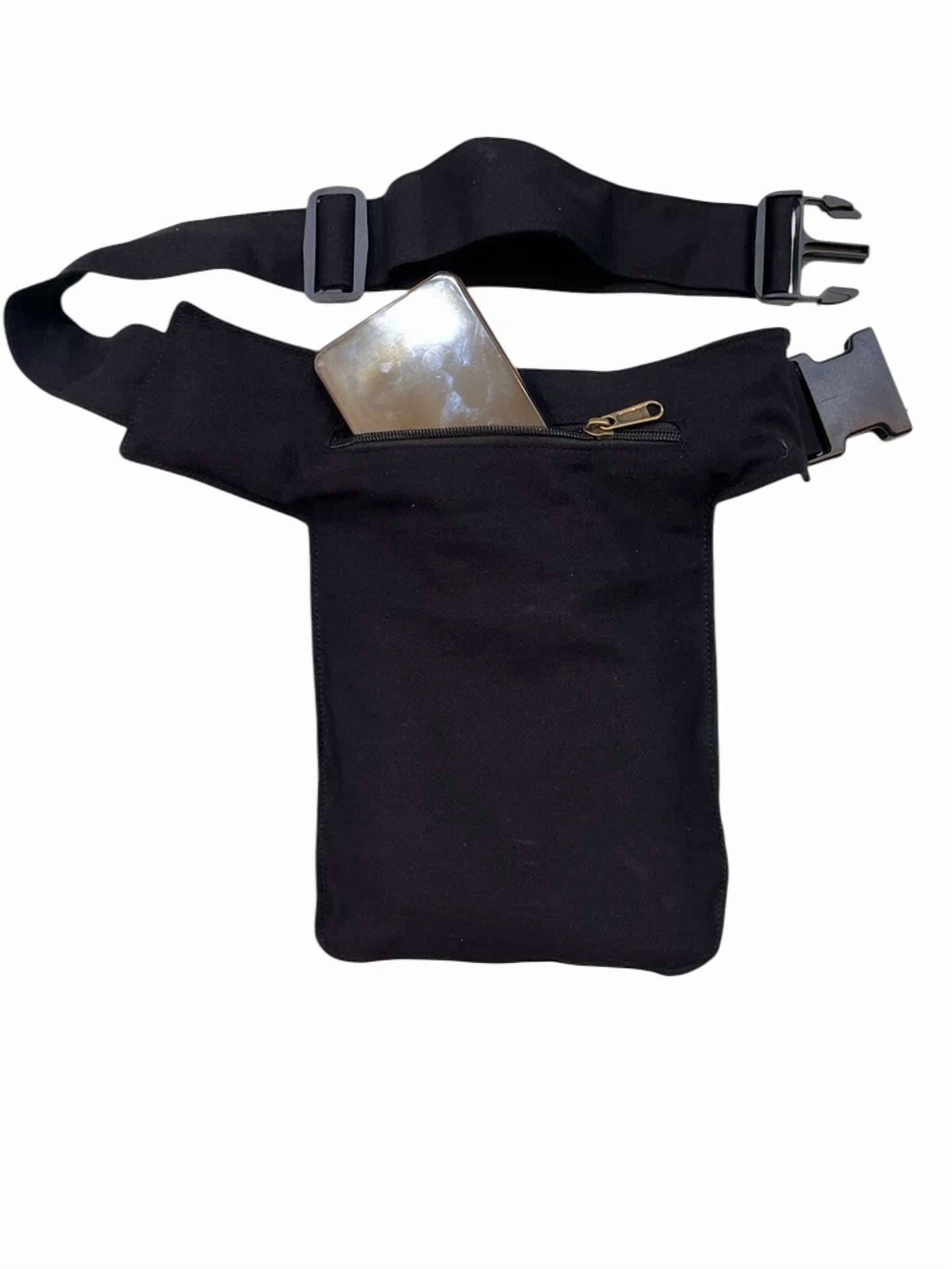 Narayani Crafts Unisex Fanny Pack Utility Waist Bag Cotton Canvas Hip Belt with Pouch Pockets
