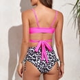 thumbnail image 4 of QLEICOM Women's Swimsuits High Waisted Tummy Control Swimwear Fashion Bikini With Chest Pad Without Steel Support Sexy Strap Split Swimsuit Beach Two Piece Set Hot Pink S, 4 of 6
