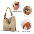thumbnail image 3 of Bolso de mano de lona, bolso de hombro, bolso de mano para mujer, bolso de mano escolar, mochila convertible, color caqui, 3 of 5