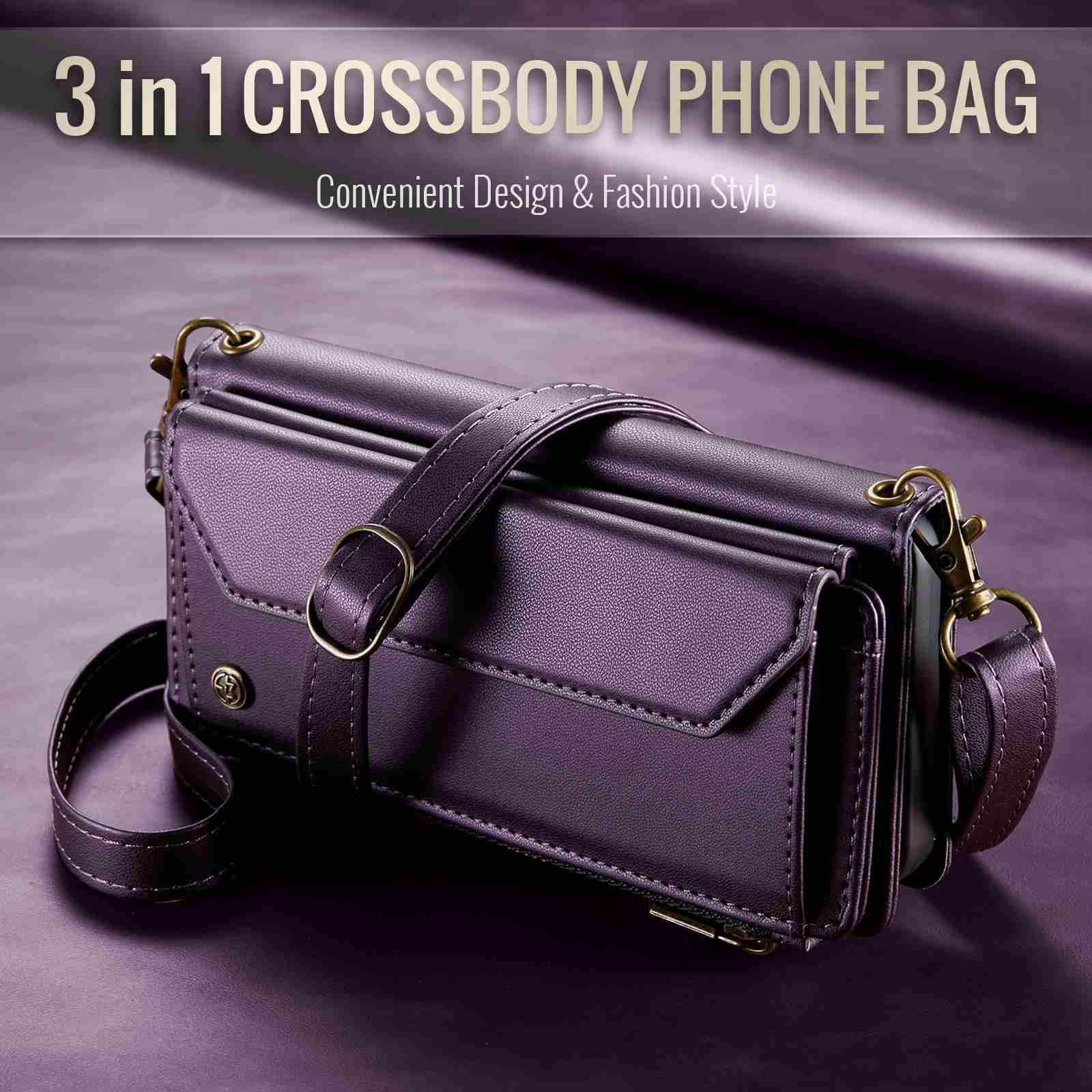 Dteck for Samsung A23 Case with RFID Blocking Wallet Case for Women Men, Shockproof PU Leather Magnetic Flip Strap Zipper Card Holder Phone Case,Purple