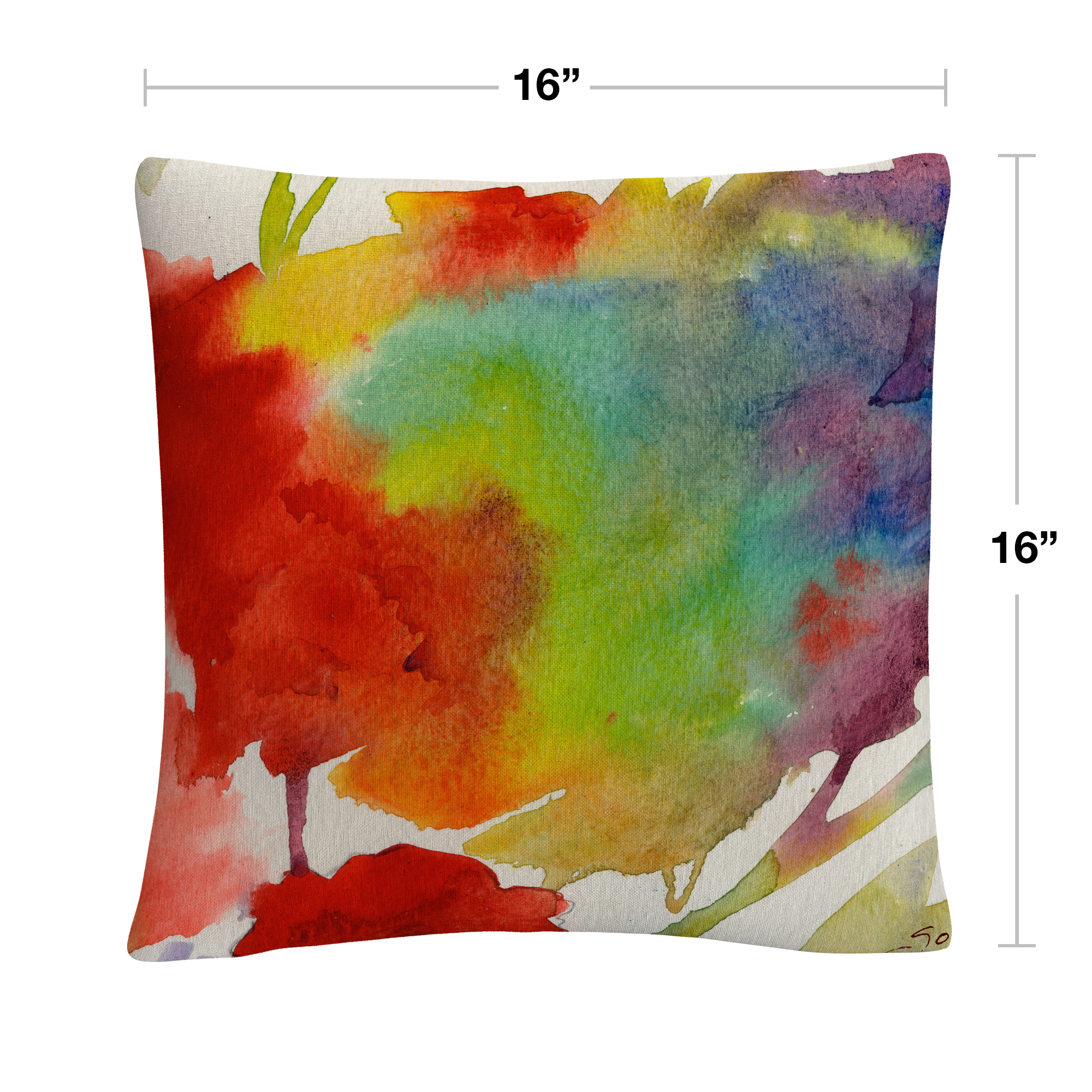 Rainbow Flowers' Abstract Bold Motif By Sheila Golden 16 X 16 Decorative Throw Pillow
